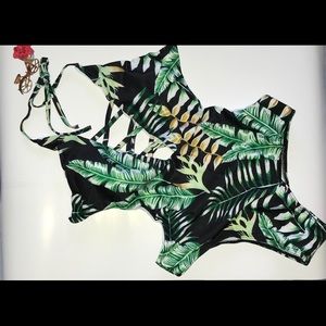 One piece swimsuit vibrant green color